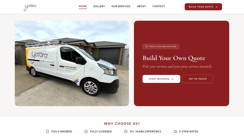 Screenshot of Yatara Property Maintenance